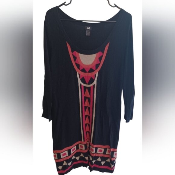 H&M Aztec Print Bodycon Long Sleeve Dress - Picture 2 of 4